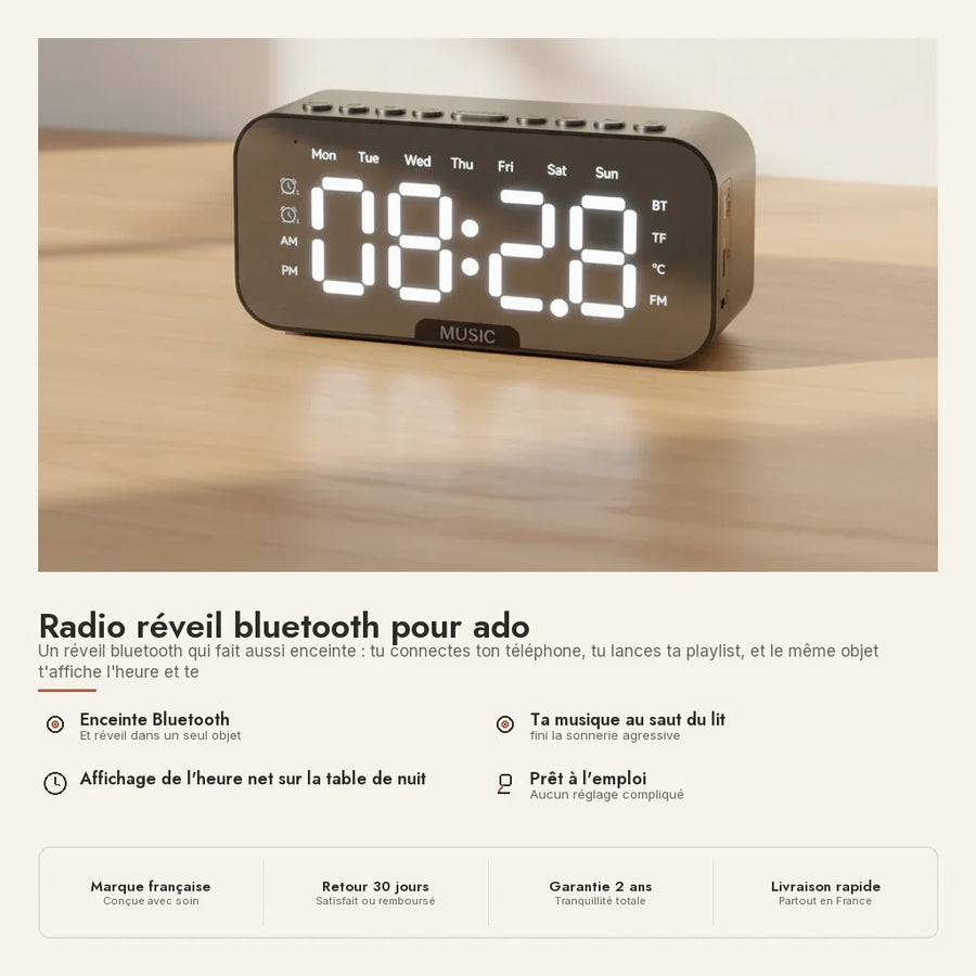 Radio réveil bluetooth pour ado