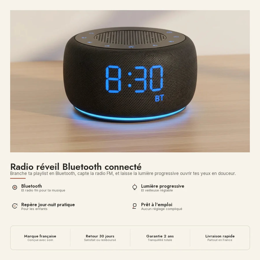 Radio réveil Bluetooth enceinte cylindrique