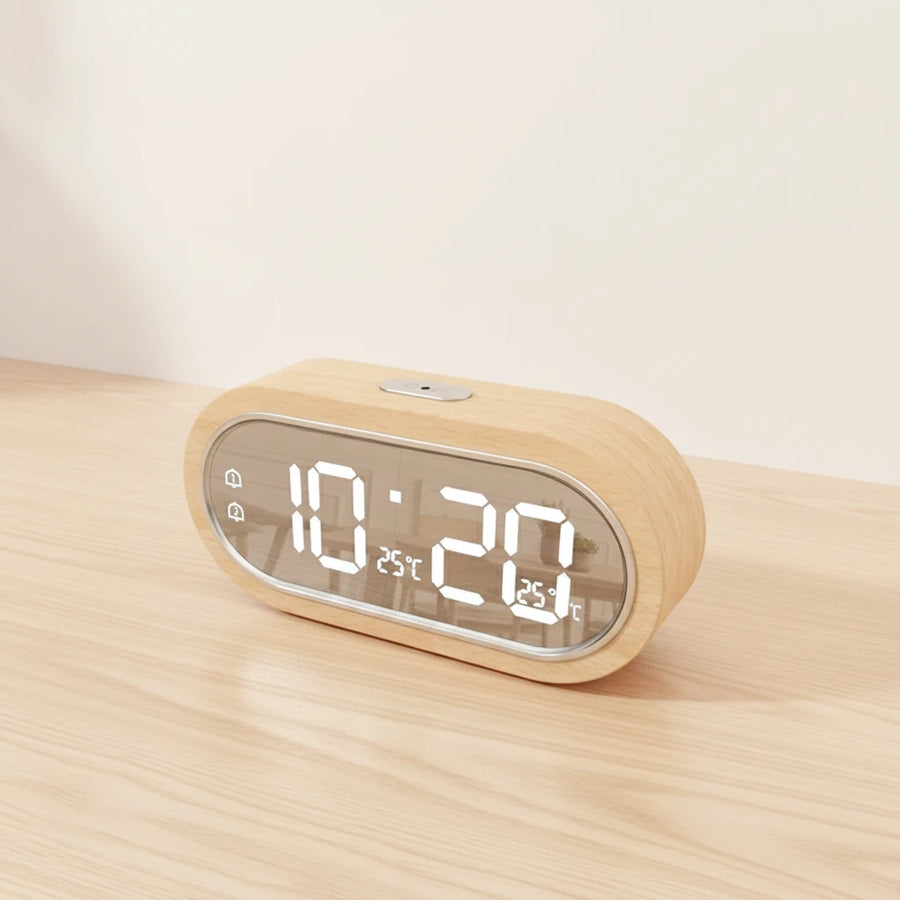 Radio réveil bois LED