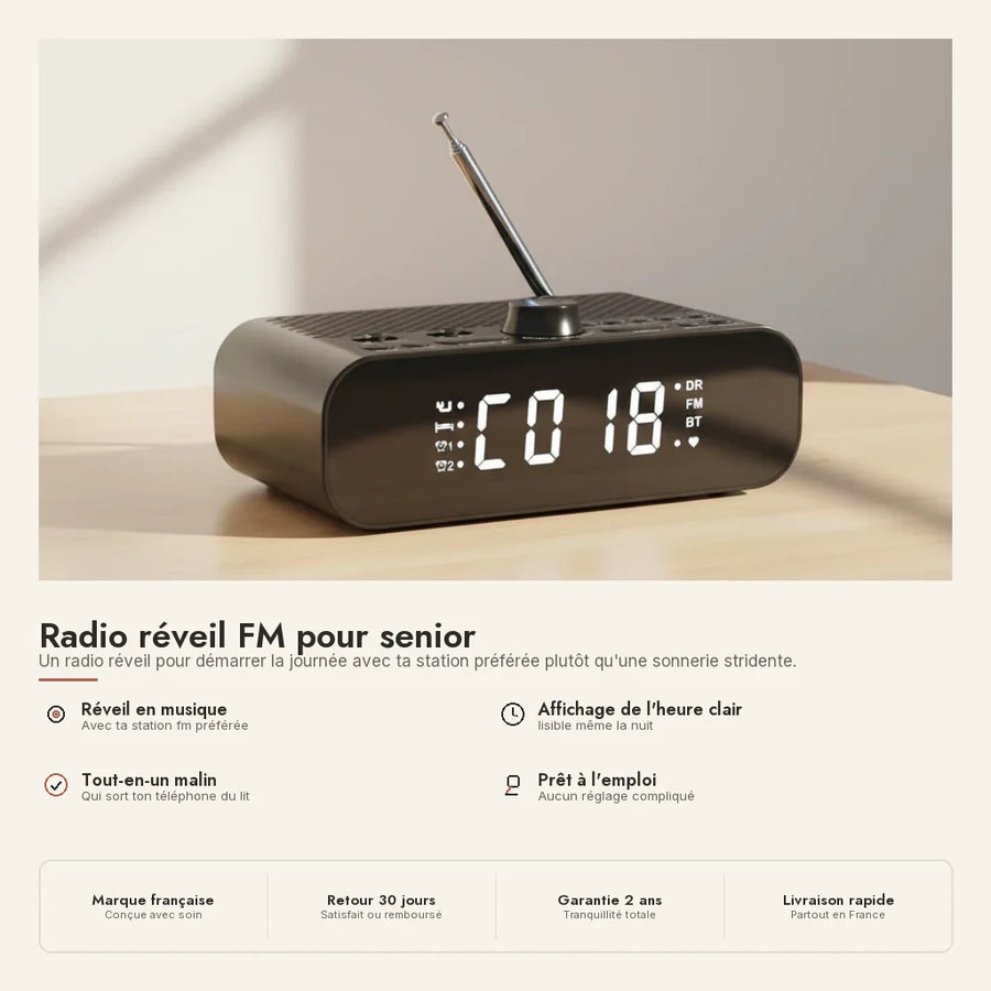 Radio réveil FM pour senior