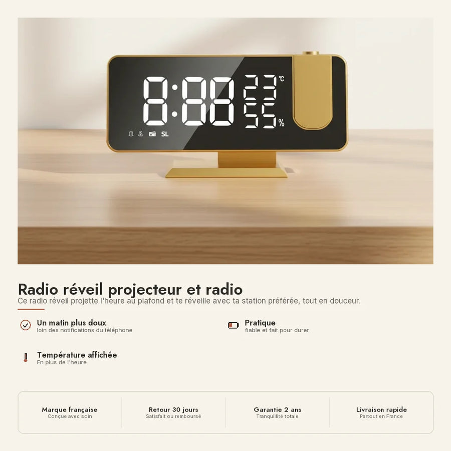 Radio réveil projecteur et radio