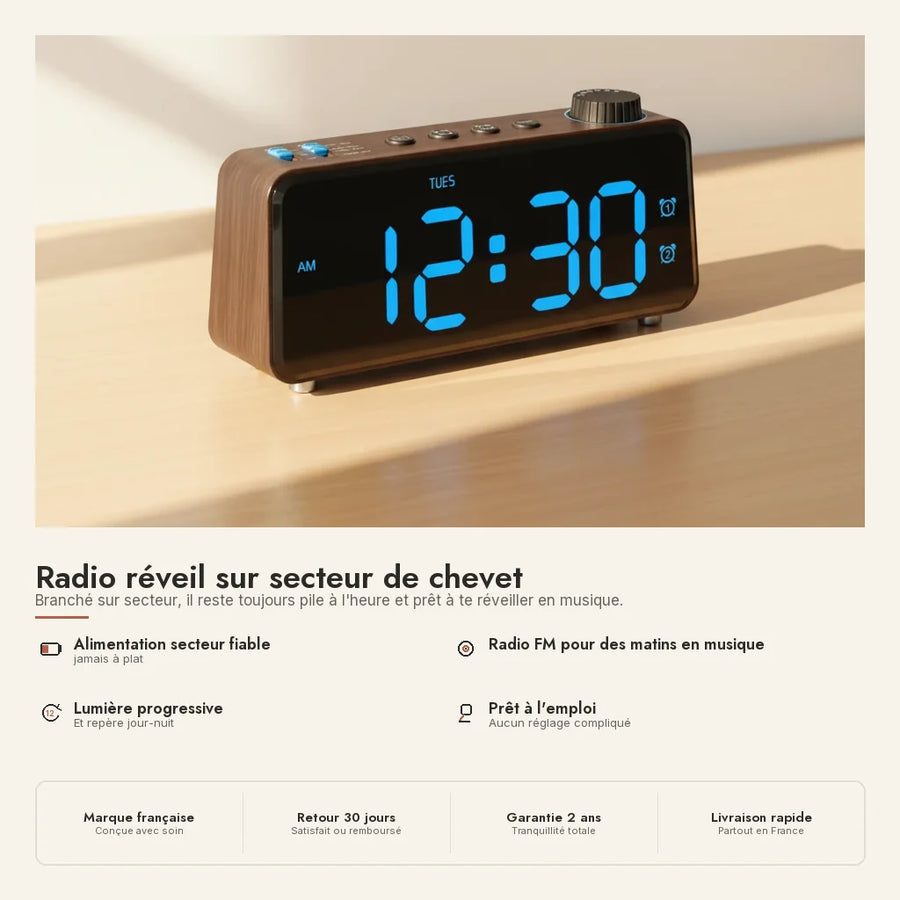 Radio réveil sur secteur de chevet