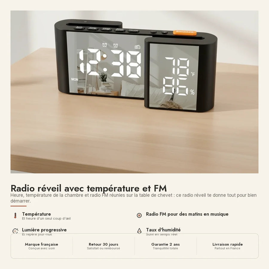 Radio réveil avec température et FM