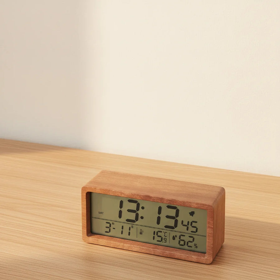 Réveil bois rectangulaire numérique
