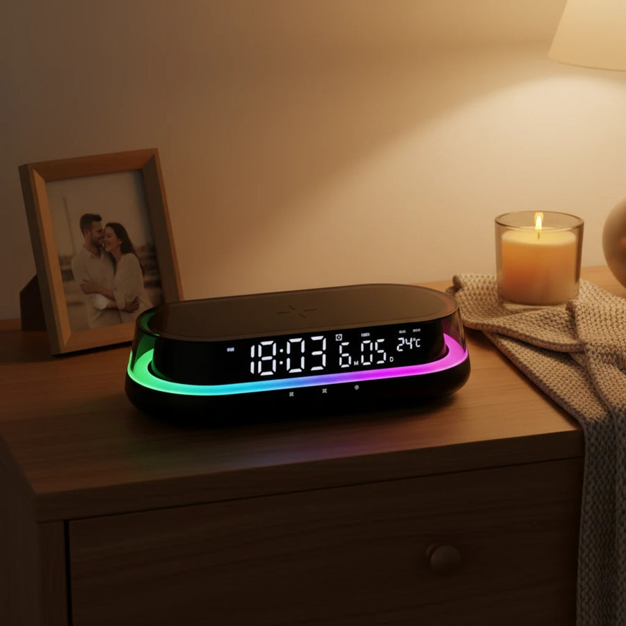 Réveil chargeur induction lumineux