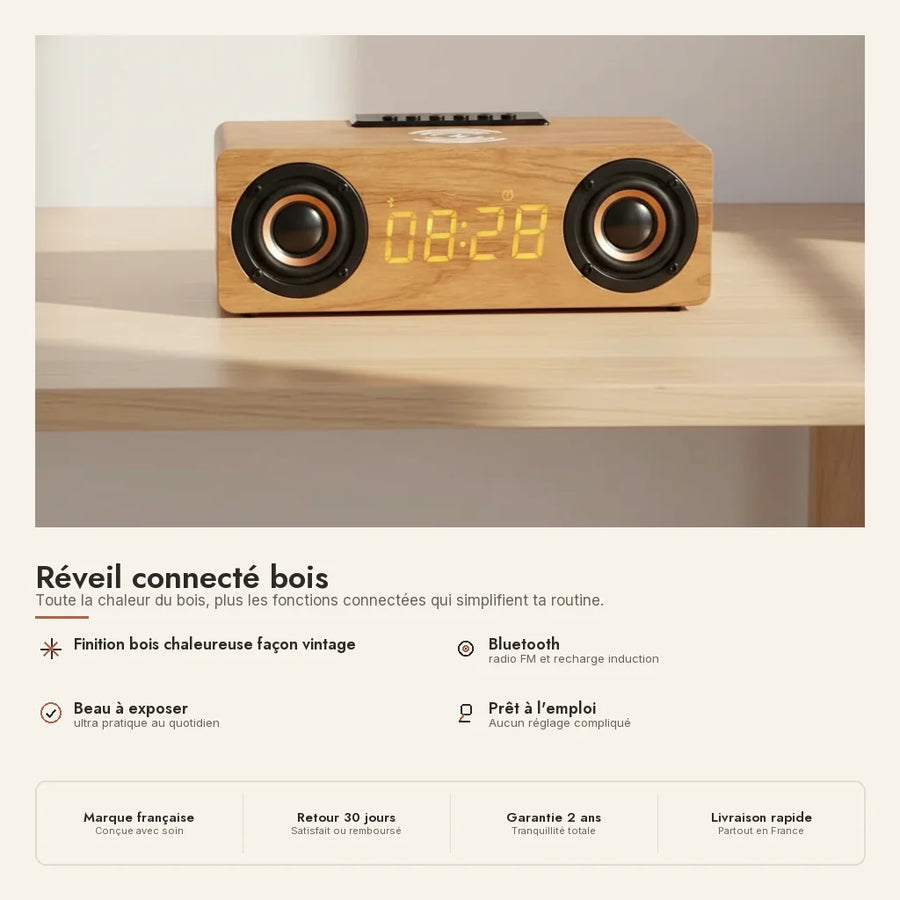 Réveil connecté bois