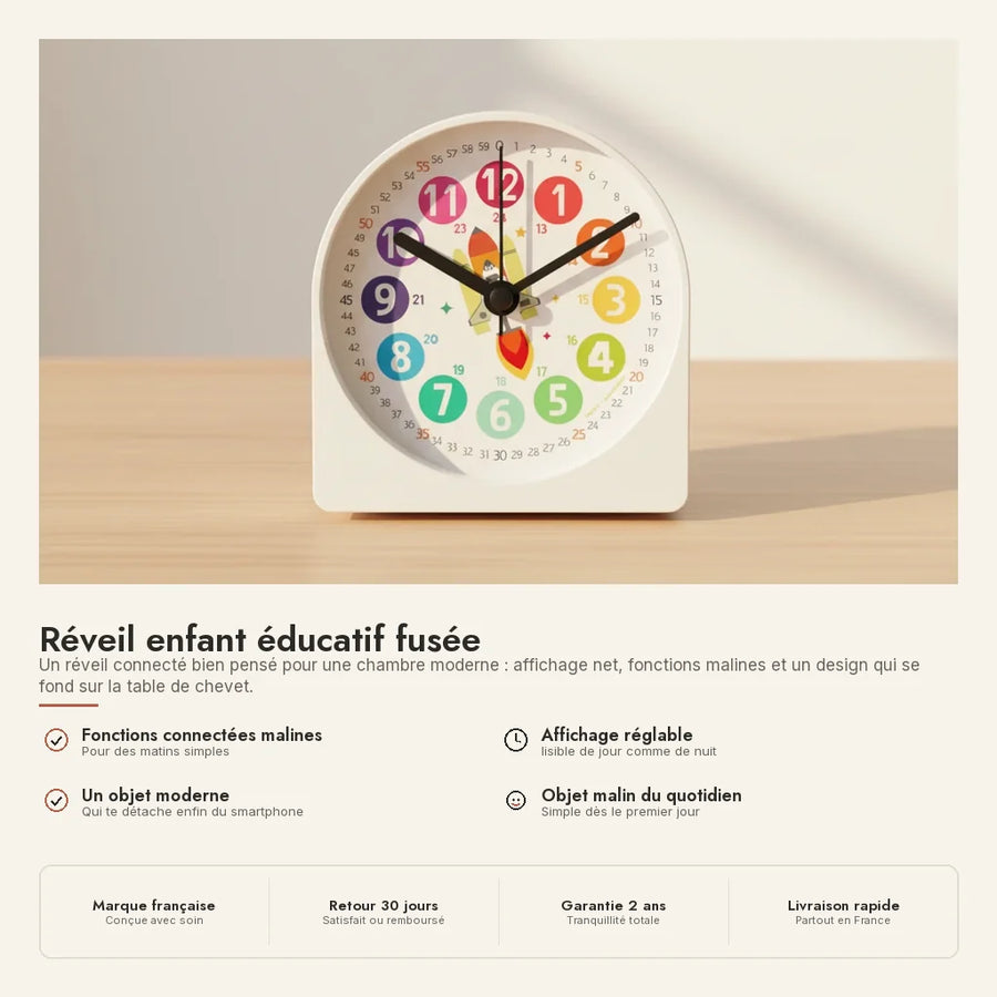 Réveil enfant éducatif fusée