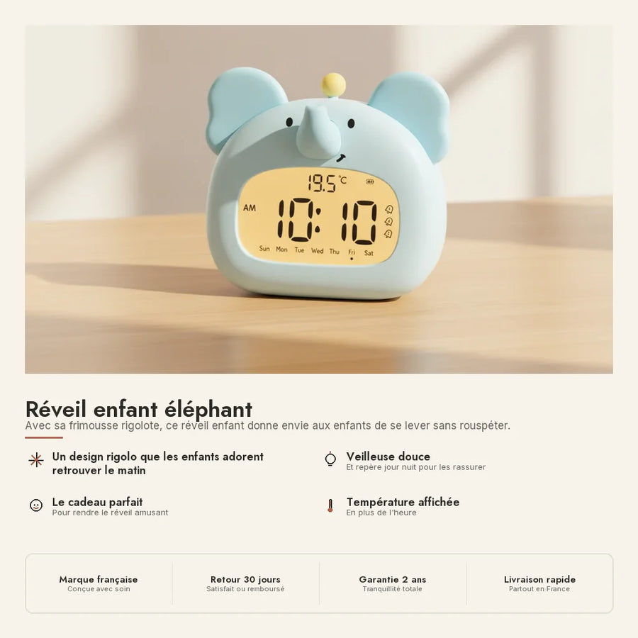 Réveil enfant éléphant