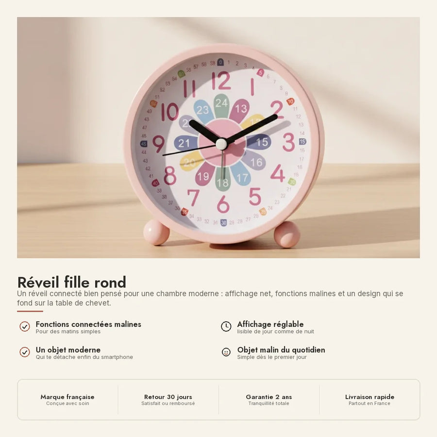 Réveil fille rond