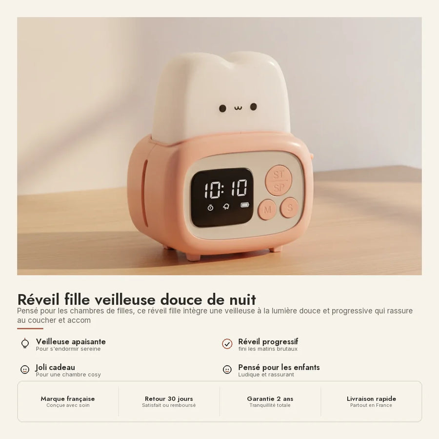 Réveil fille veilleuse douce de nuit