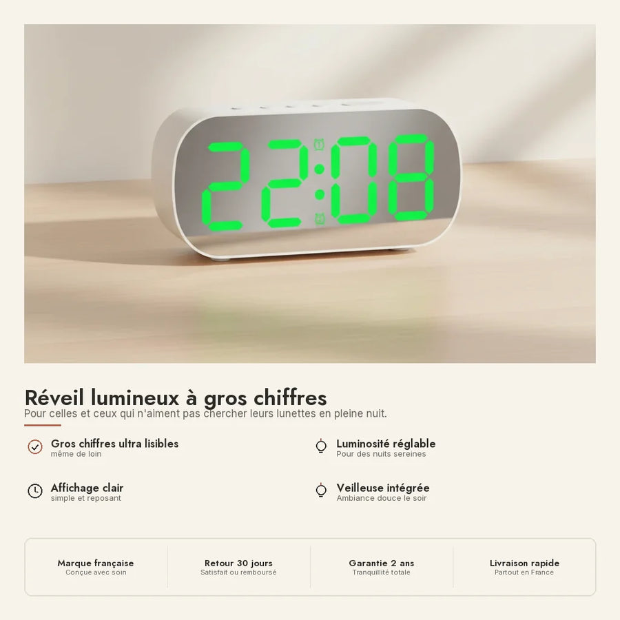 Réveil lumineux à gros chiffres