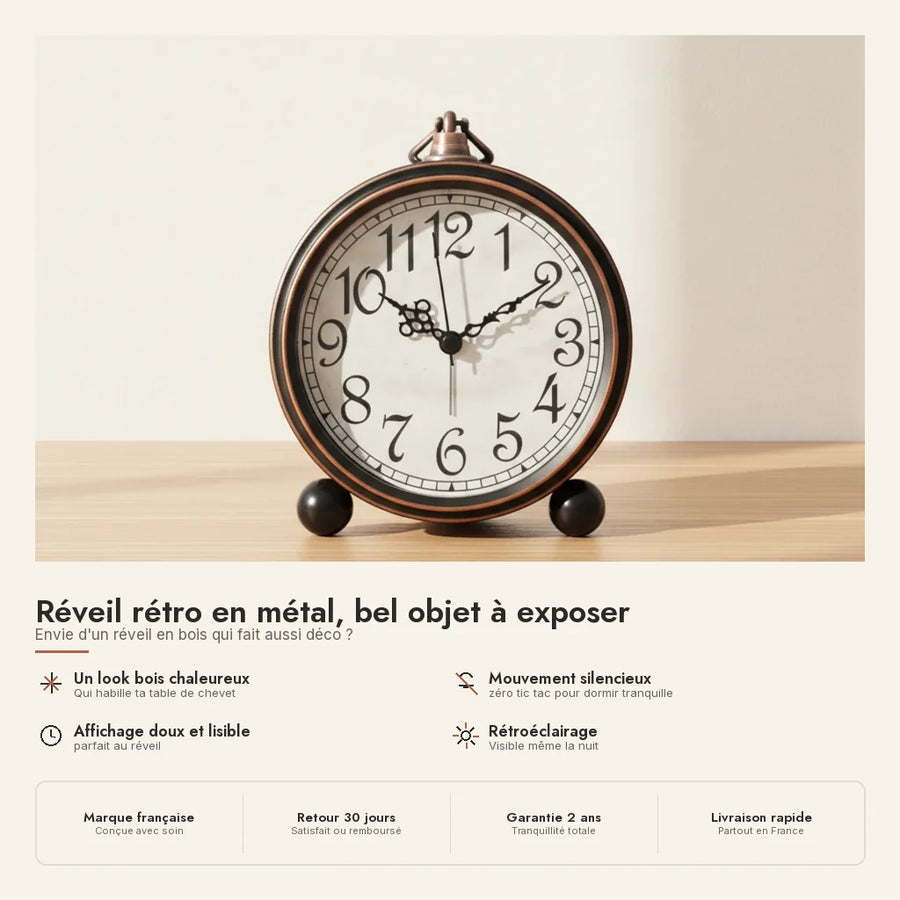 Réveil rétro en métal, bel objet à exposer