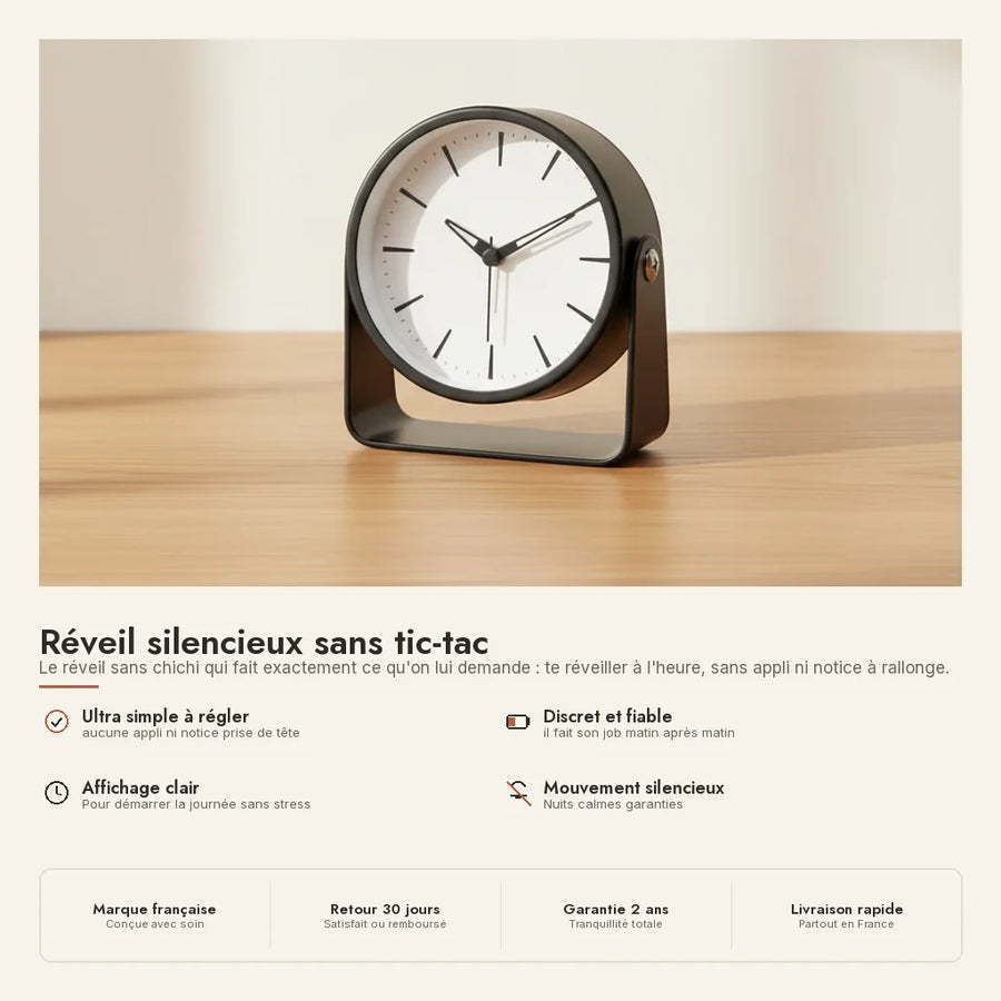 Réveil silencieux sans tic-tac multicolore
