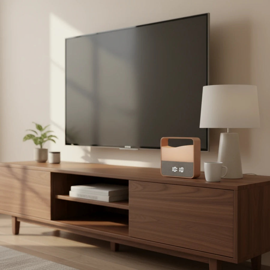 Réveil veilleuse en bois, lumière progressive