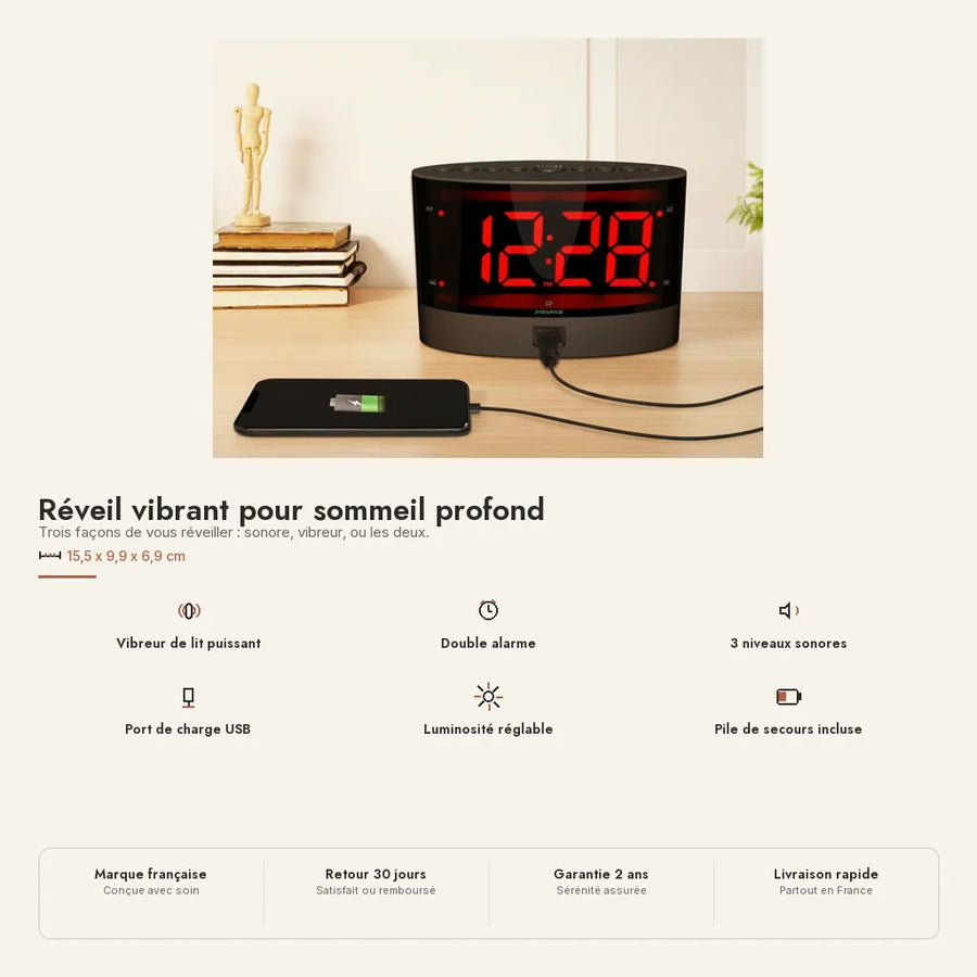 Réveil vibrant pour sommeil profond