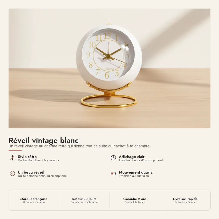 Réveil vintage blanc
