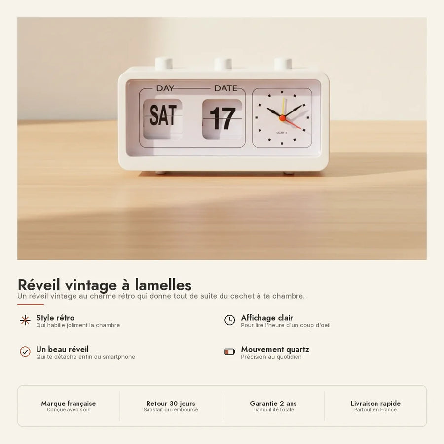 Réveil vintage à lamelles