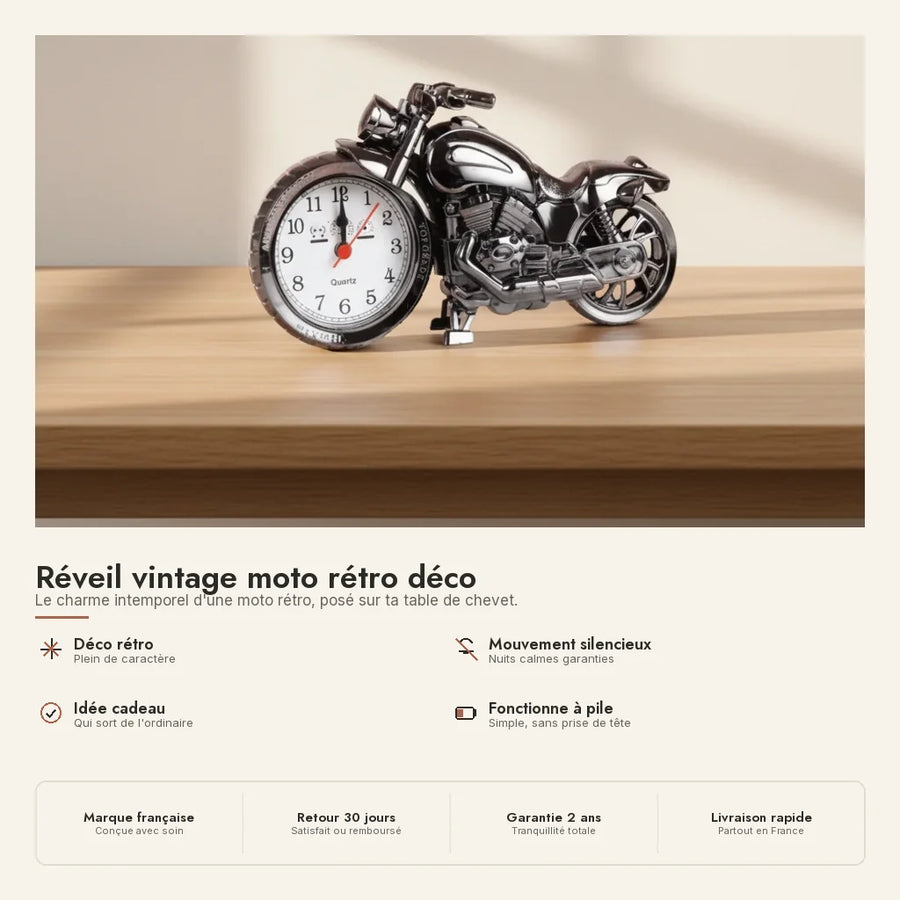 Réveil vintage moto rétro déco