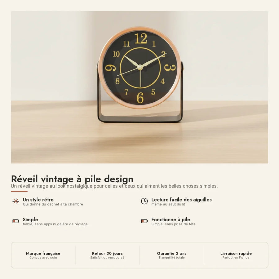Réveil vintage à pile design