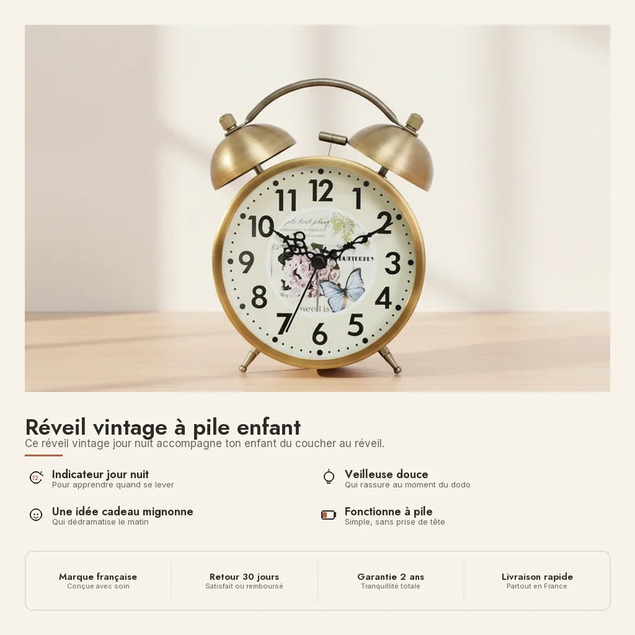 Réveil vintage à pile enfant
