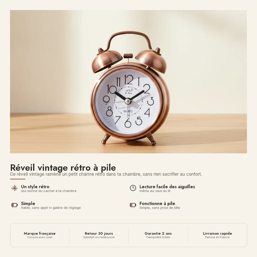 Réveil vintage rétro à pile