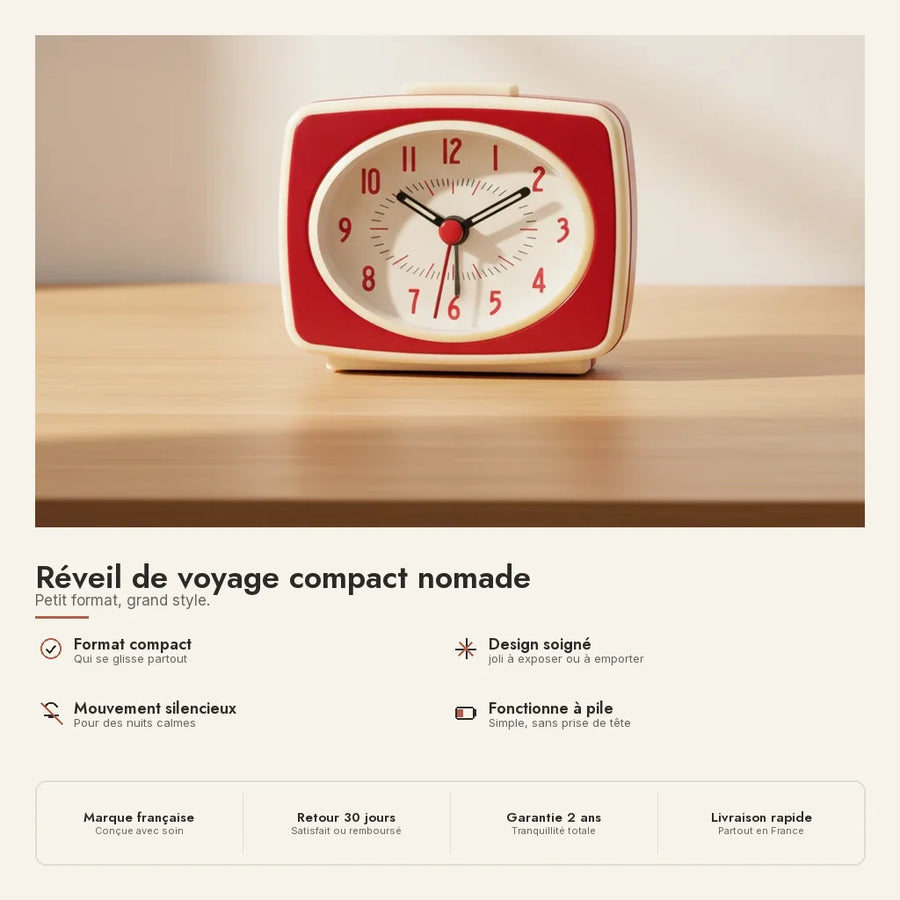 Réveil de voyage compact nomade