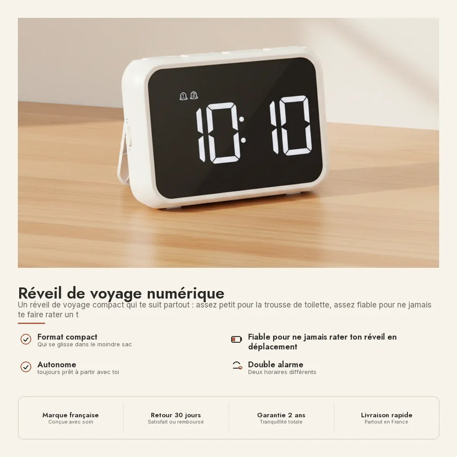 Réveil de voyage numérique