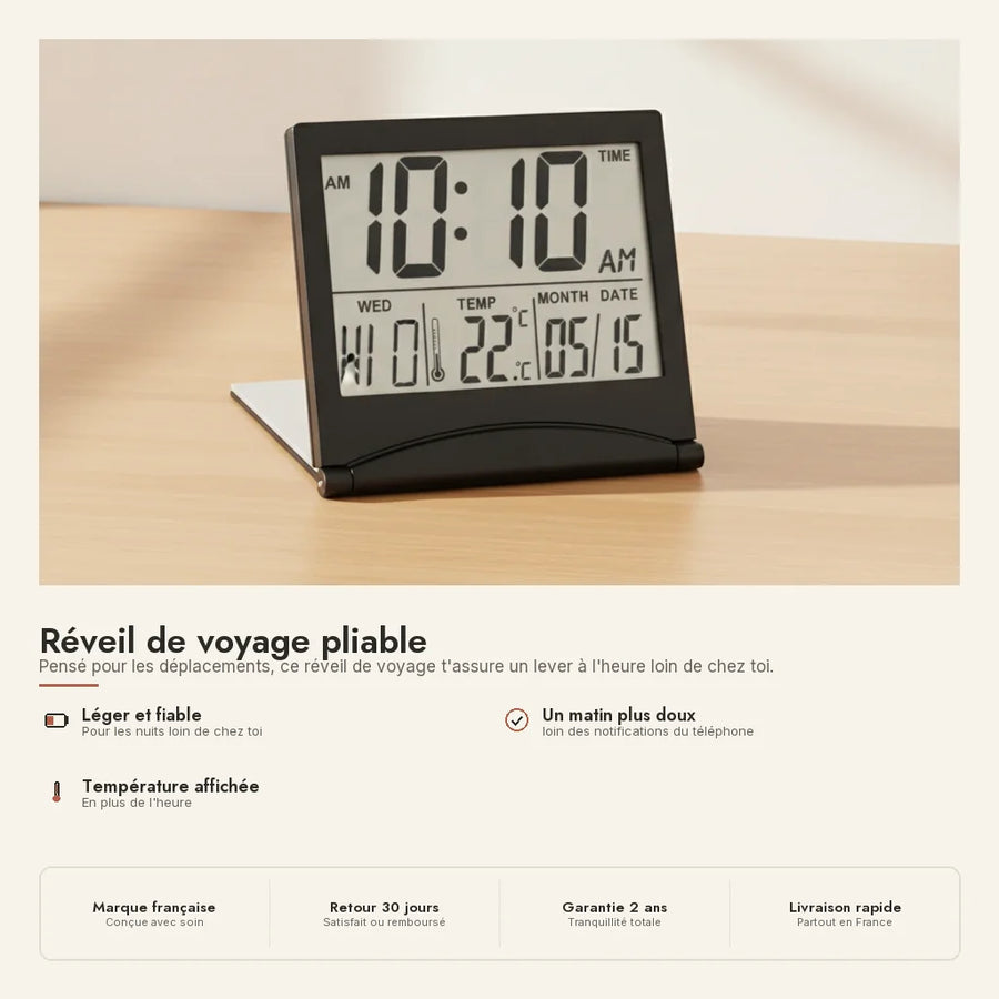 Réveil de voyage pliable