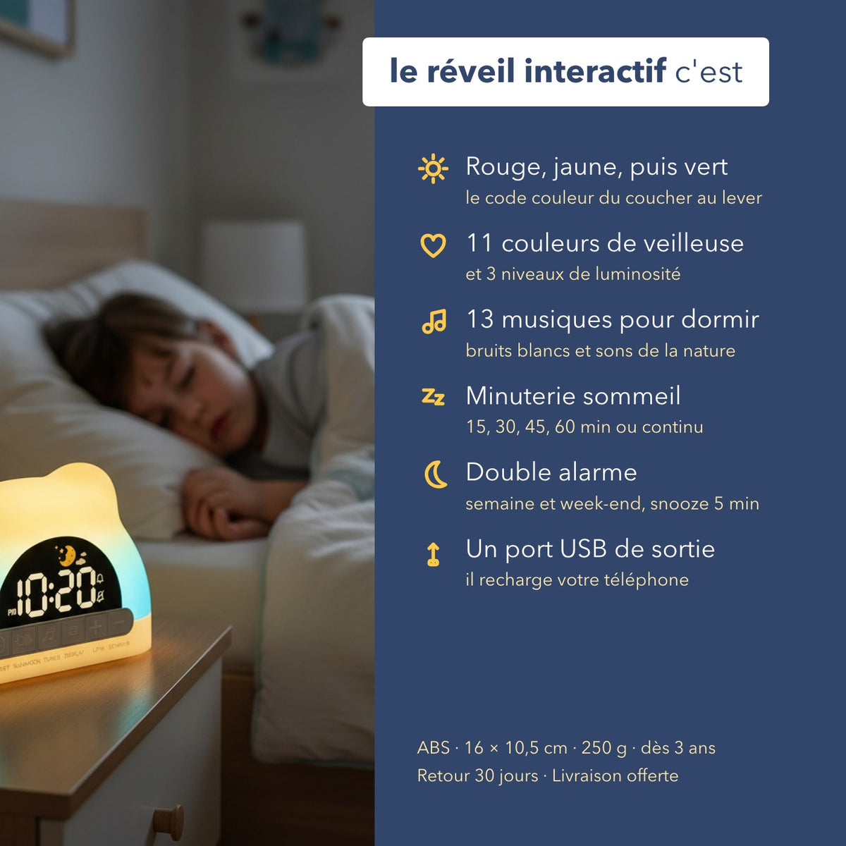 Les caractéristiques du réveil jour nuit enfant interactif
