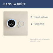 Contenu du colis : le réveil et son câble USB