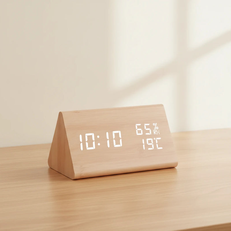 Réveil bois naturel déco