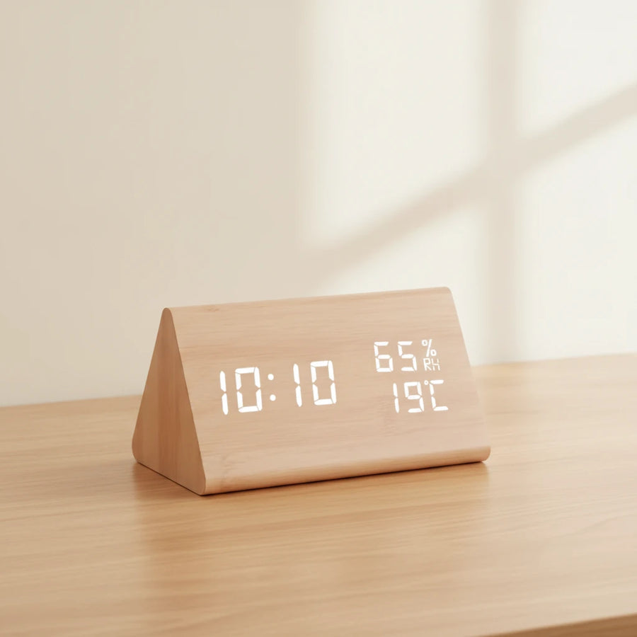 Réveil bois naturel déco
