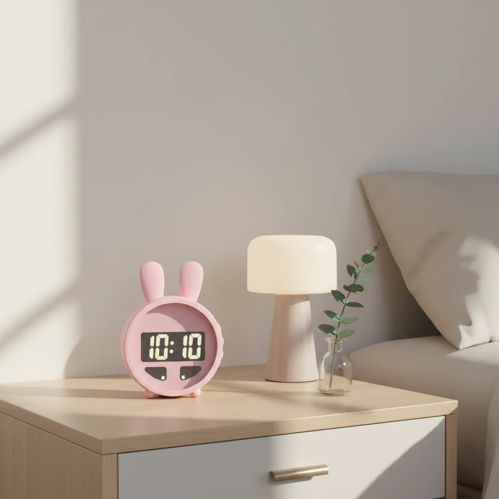 Réveil enfant lapin rond