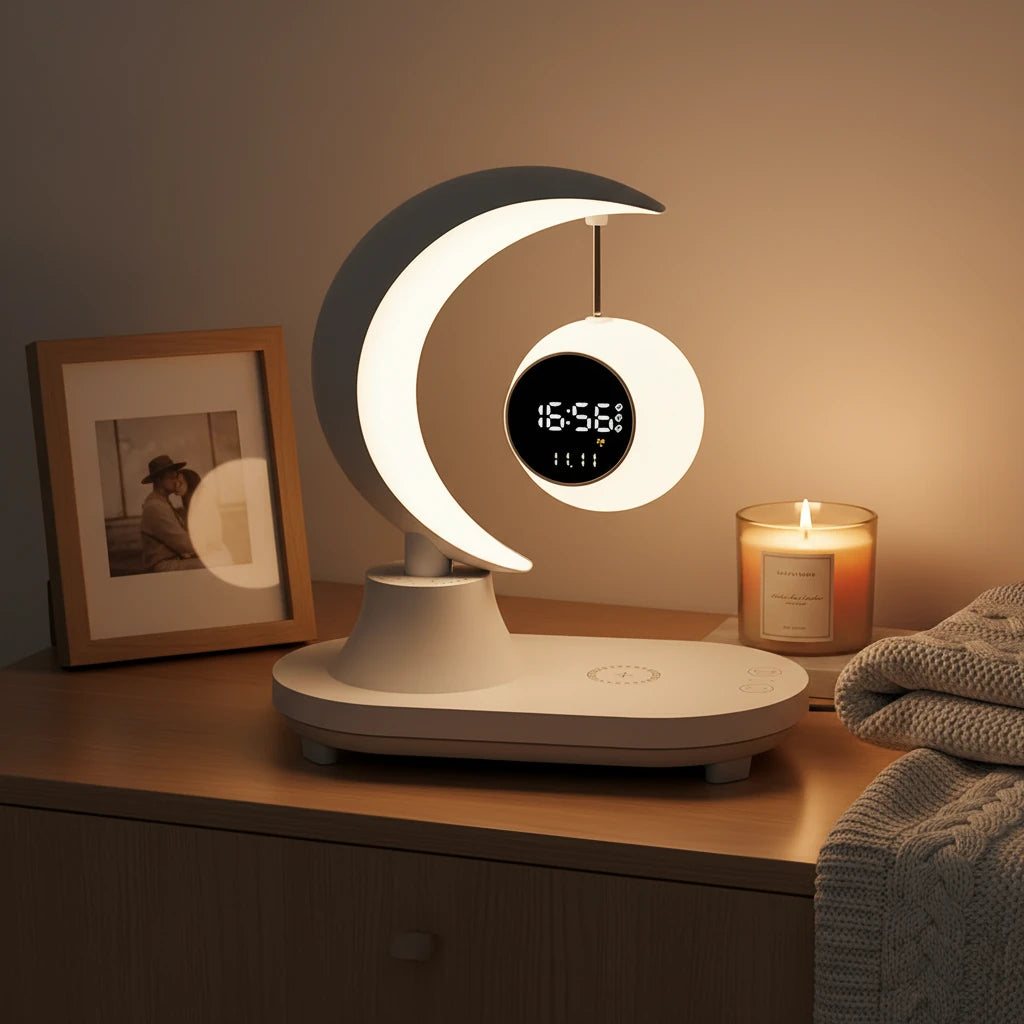 Réveil chargeur induction lampe jour nuit