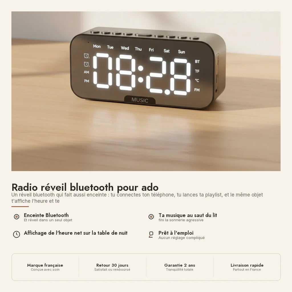 Radio réveil bluetooth pour ado — en situation
