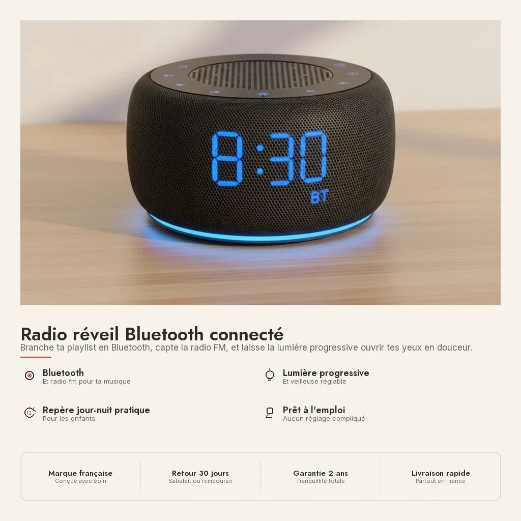 Radio réveil Bluetooth connecté — en situation