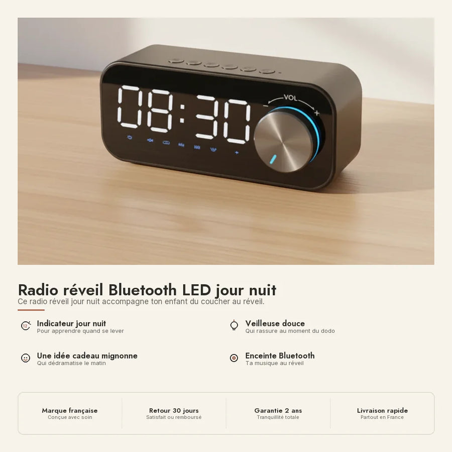 Radio réveil Bluetooth LED jour nuit