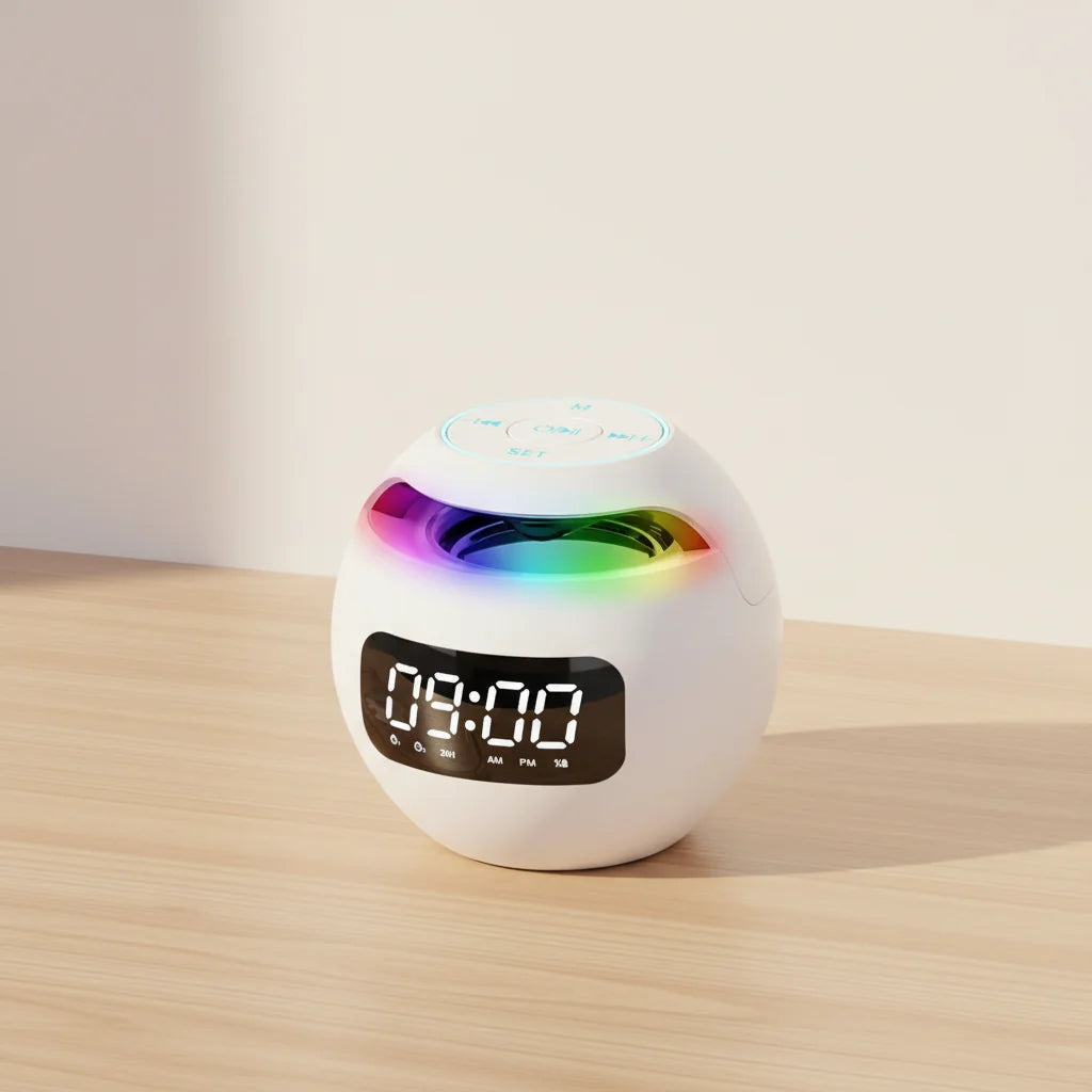 Radio réveil bluetooth lumineux — Blanc