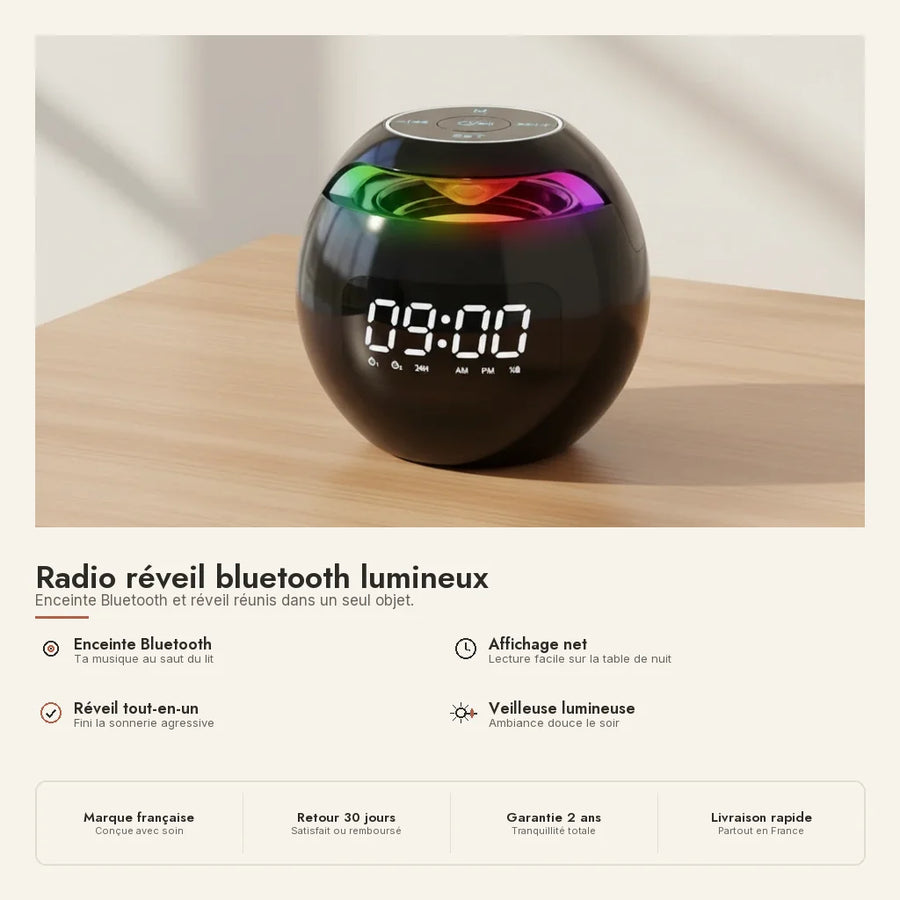 Radio réveil bluetooth lumineux