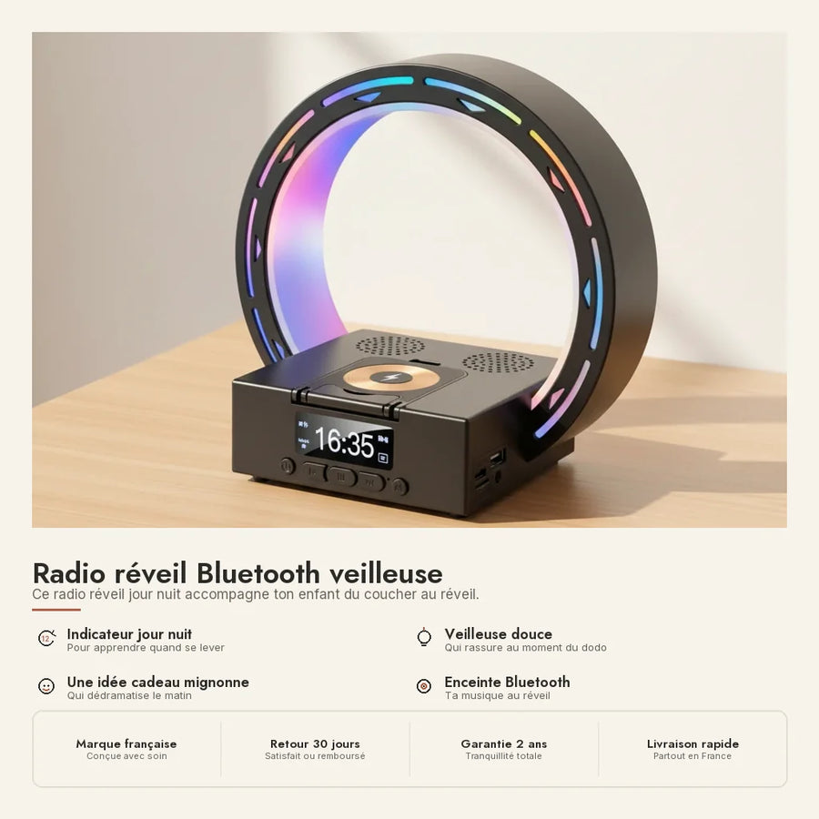 Radio réveil Bluetooth veilleuse