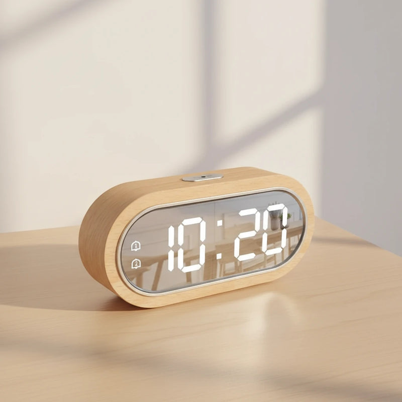 Radio réveil bois LED