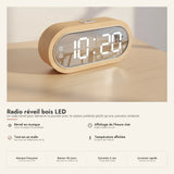 Radio réveil bois LED