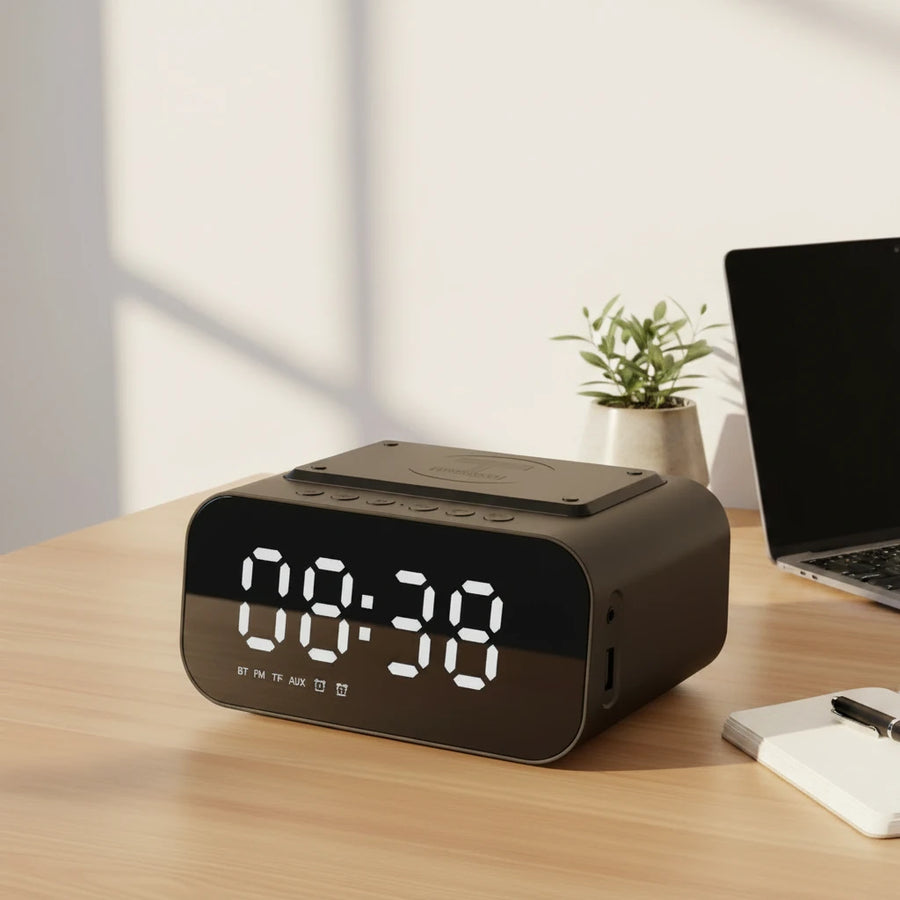 Radio réveil chargeur induction de chevet