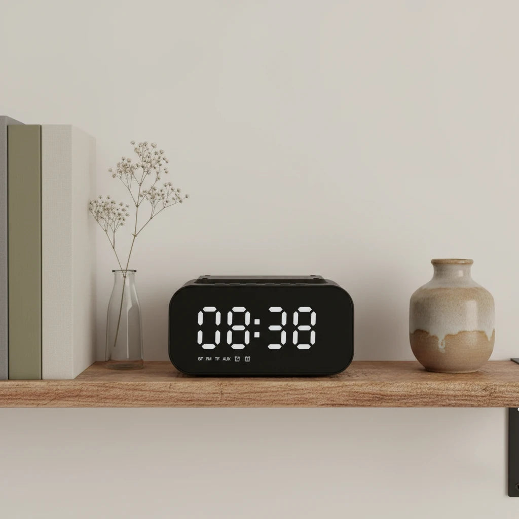 Radio réveil chargeur induction de chevet — en situation dans la chambre