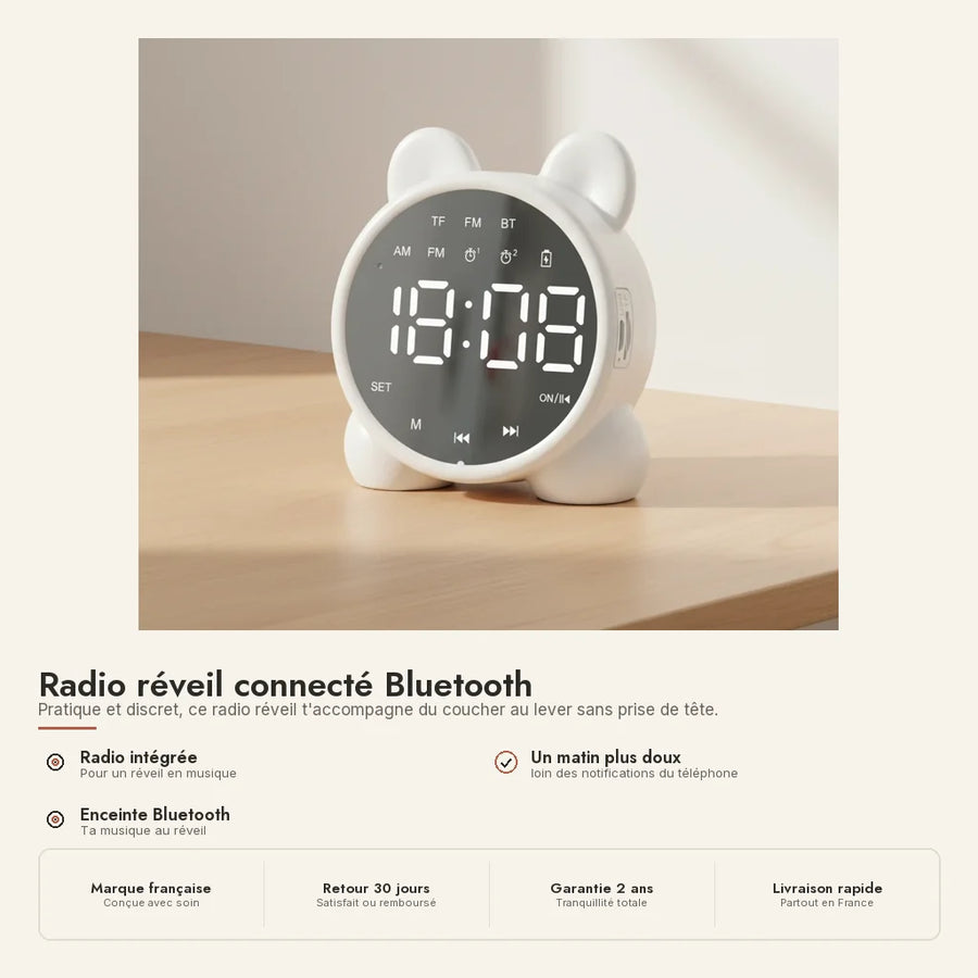 Radio réveil Bluetooth miroir à oreilles