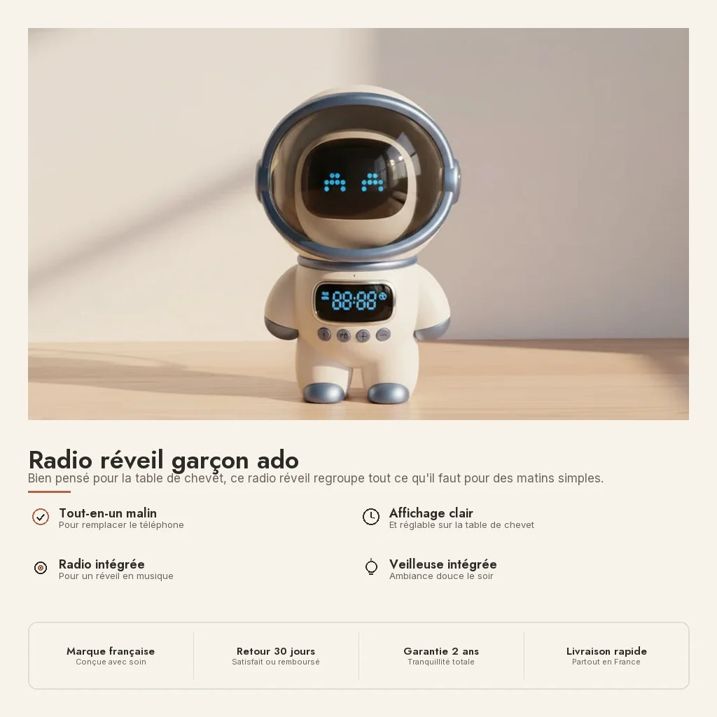 Radio réveil garçon ado — en situation