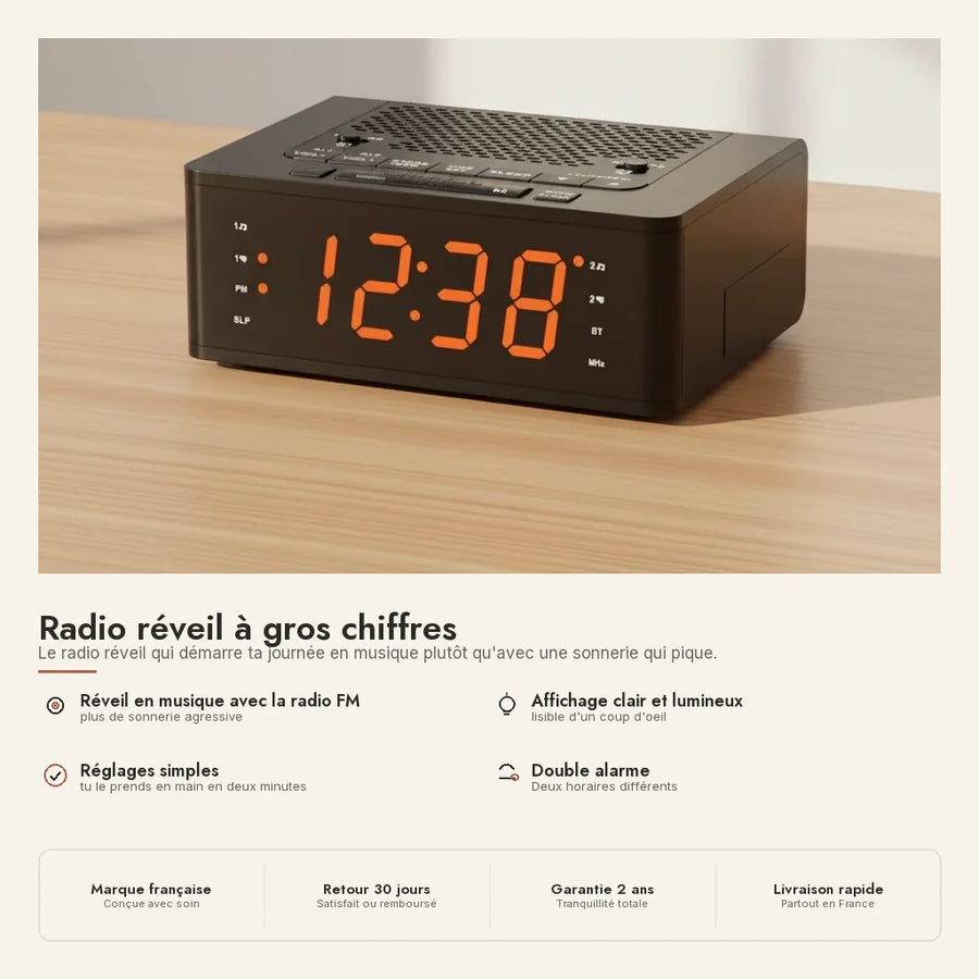 Radio réveil à gros chiffres