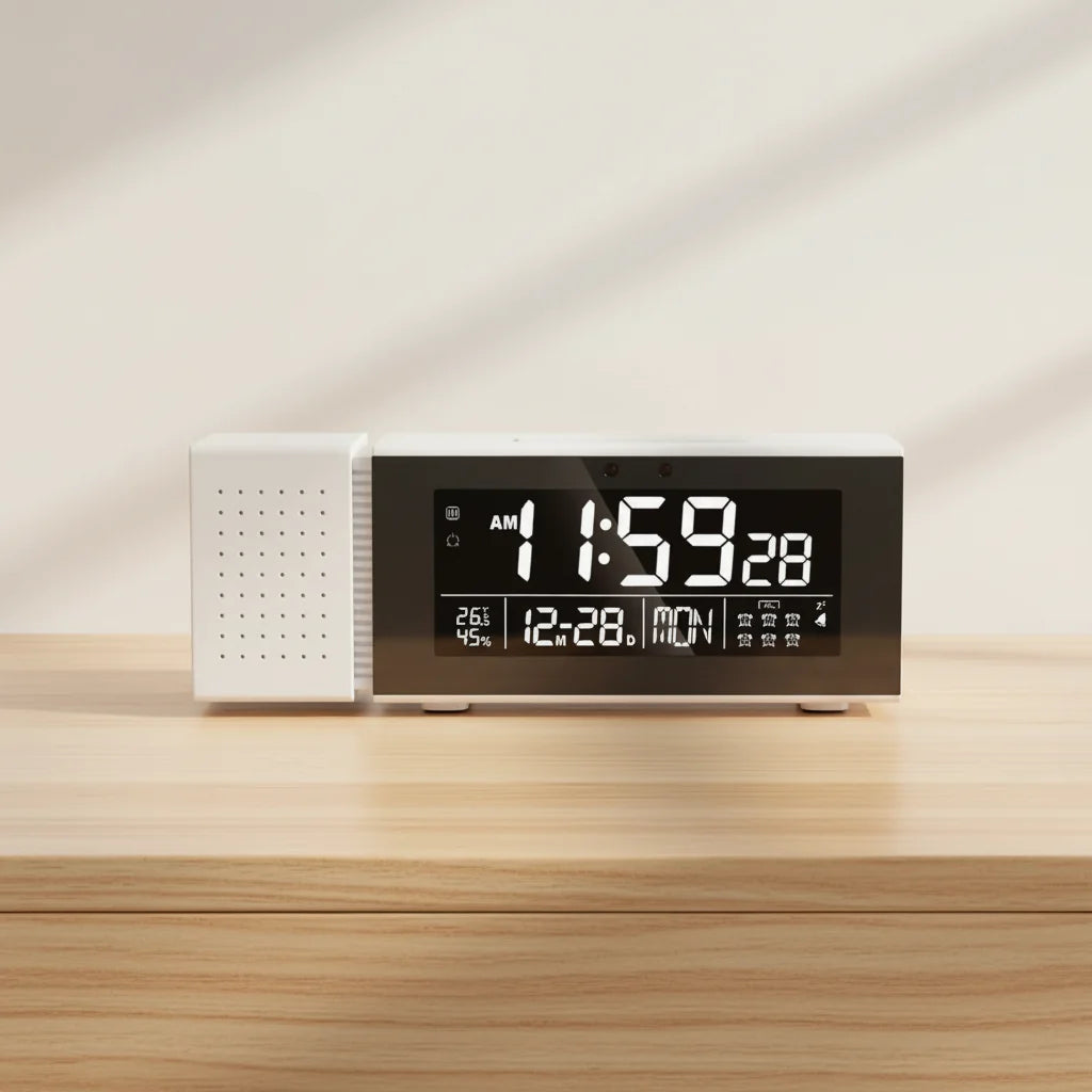 Radio réveil lumineux à affichage doux — Blanc