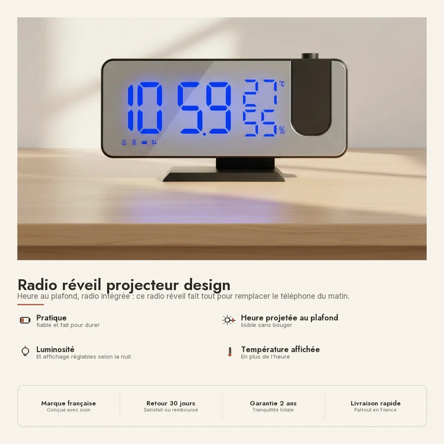 Radio réveil projecteur design