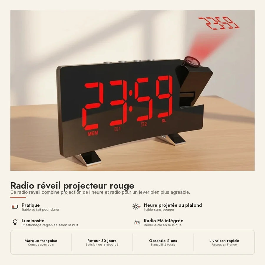 Radio réveil projecteur rouge